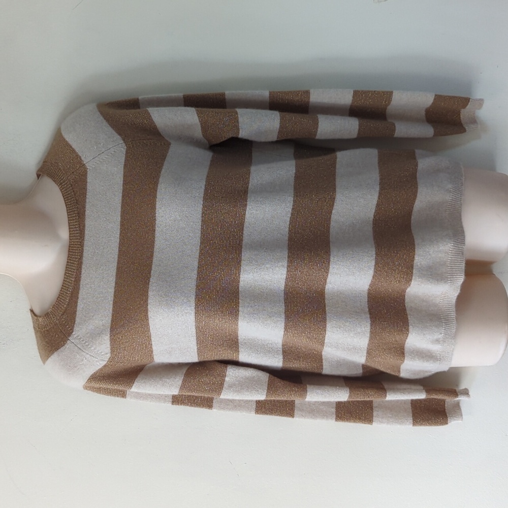 Les Copains Cashmere Metallic Striped Crew Neck Sweater M